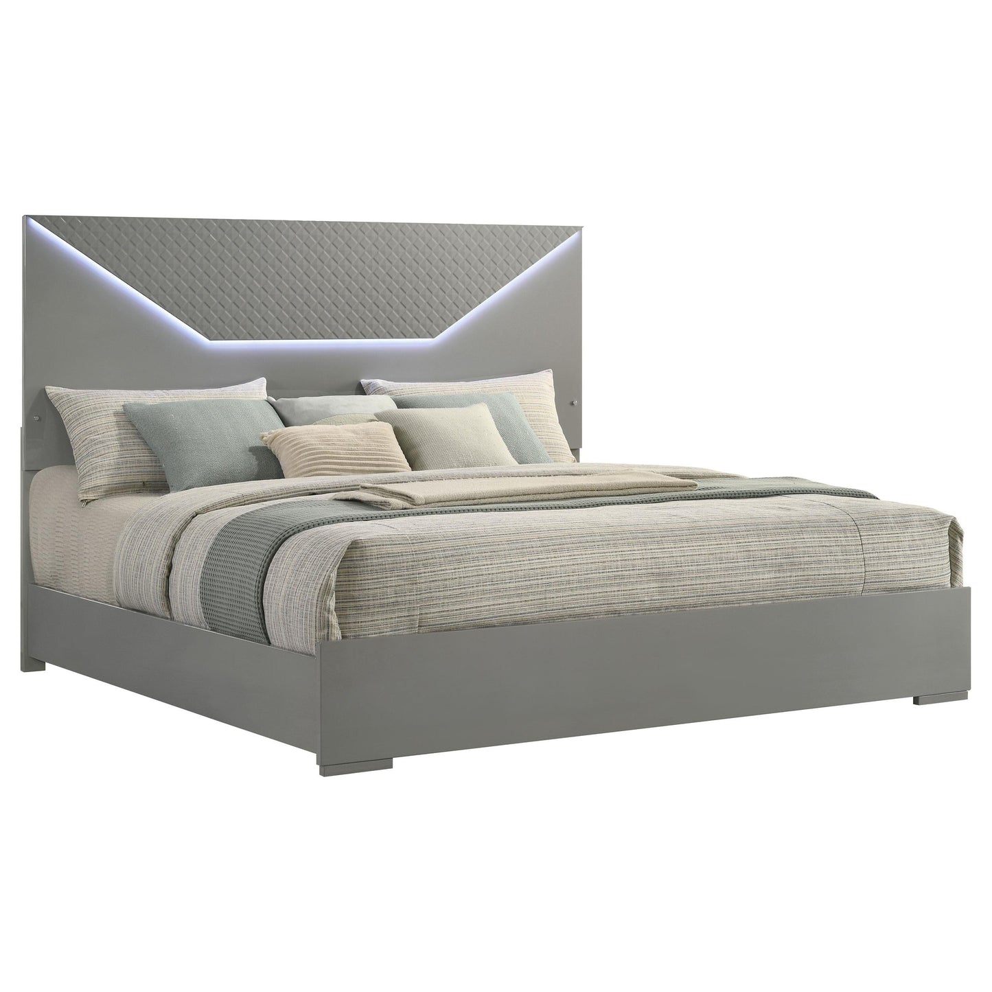 Ives E King Bed - Grey High Gloss