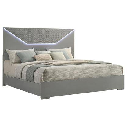 Ives E King Bed - Grey High Gloss