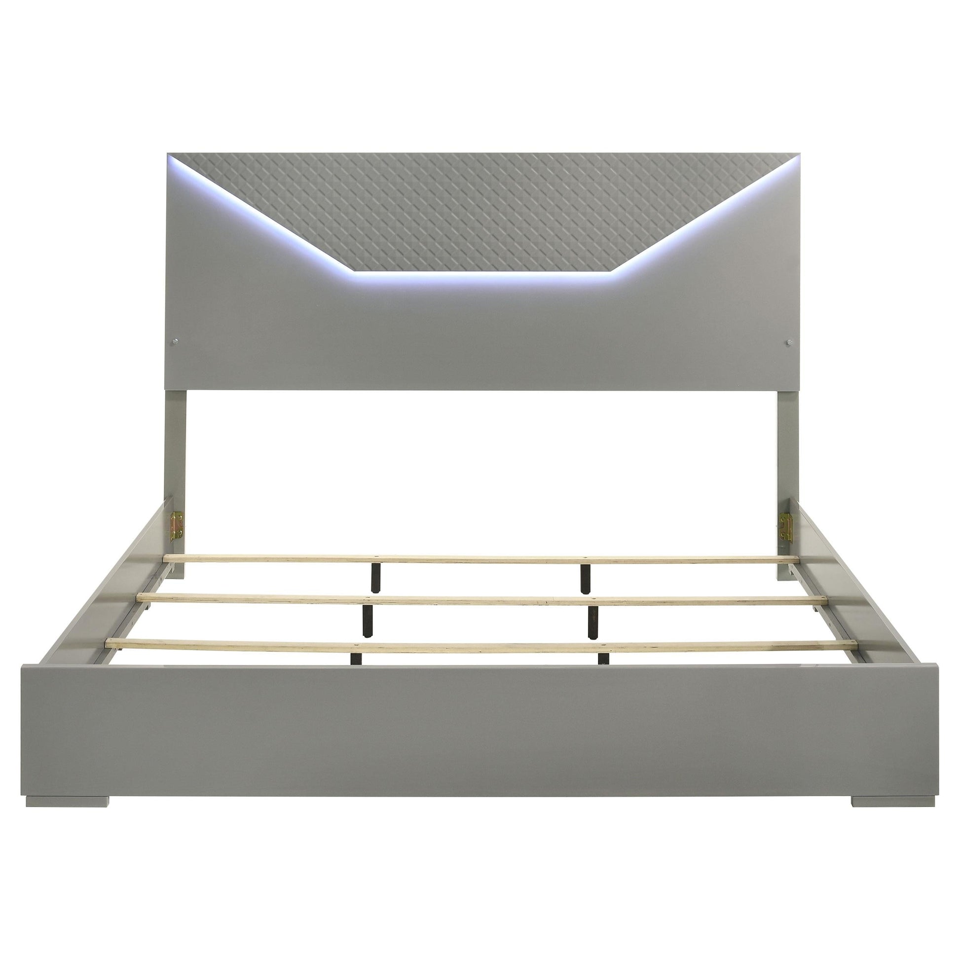Ives E King Bed - Grey High Gloss