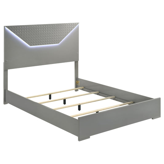 Ives Queen Bed in Grey High Gloss - Coaster Furniture