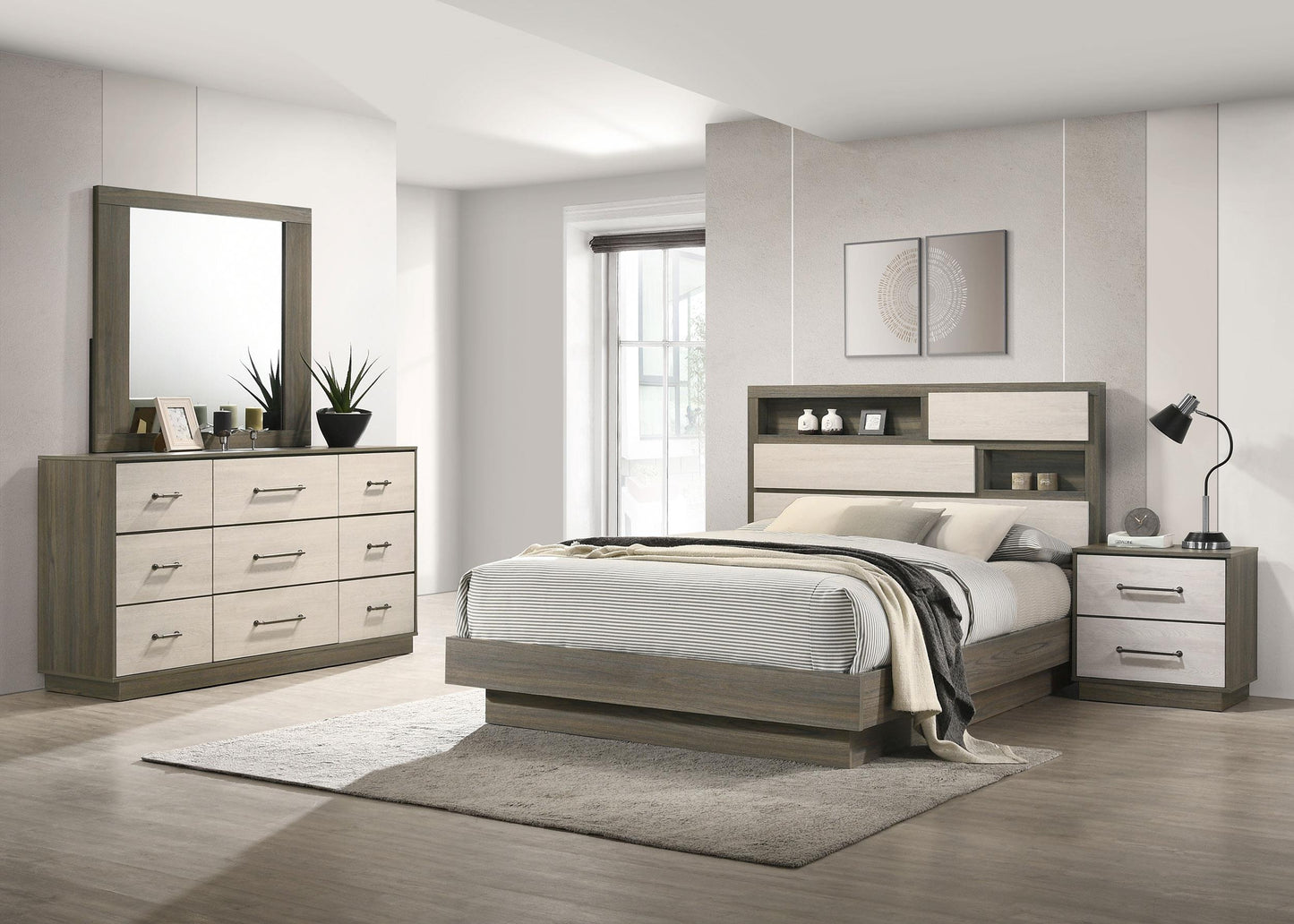 Fenwick Bed 4-Piece Set in Grey Oak