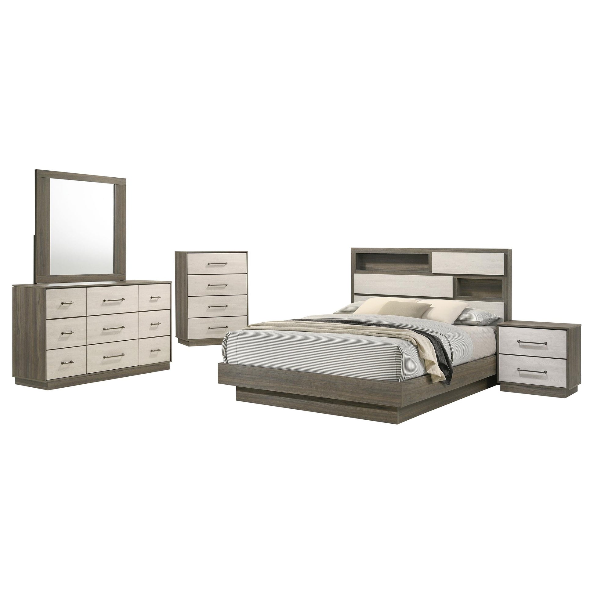 Fenwick Bed 5-Piece Set in Grey Oak