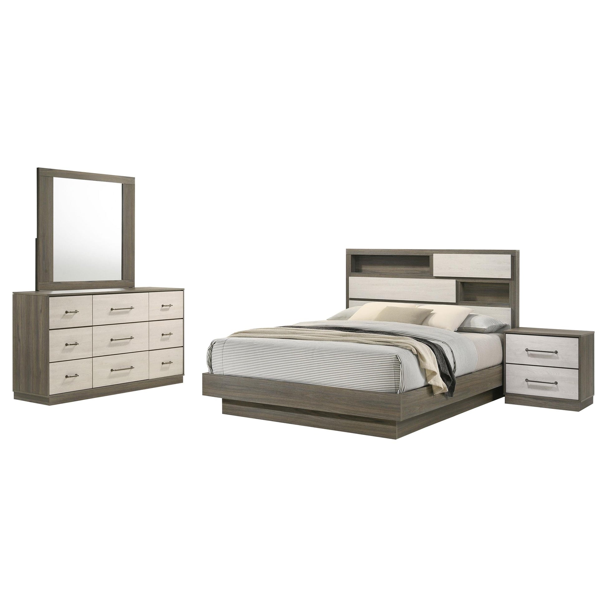 Fenwick Bed 4-Piece Set in Grey Oak