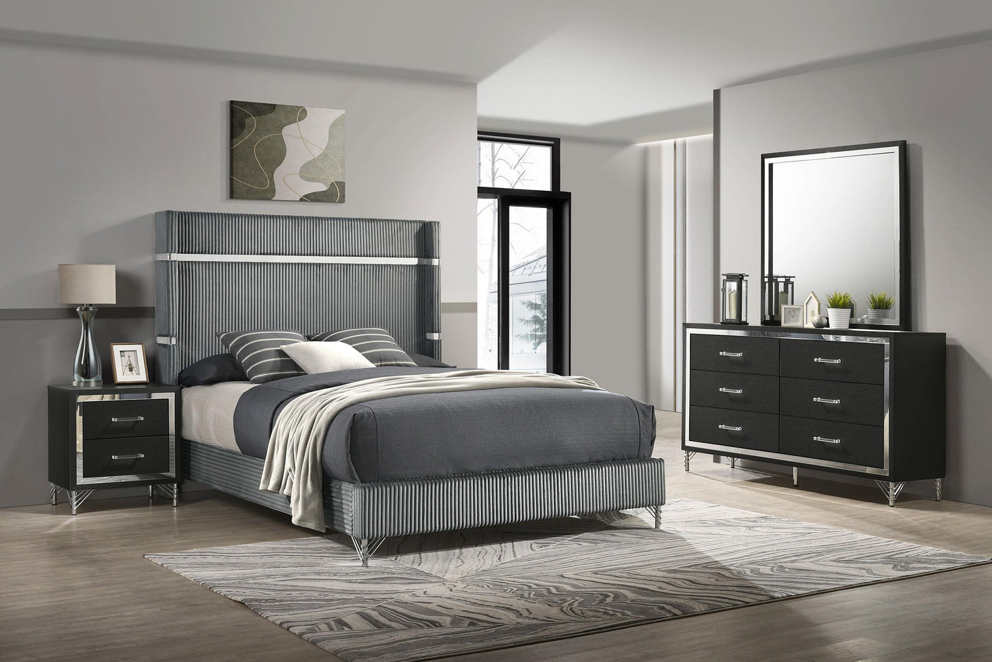 Lucia Bed 4-Piece Set in Black