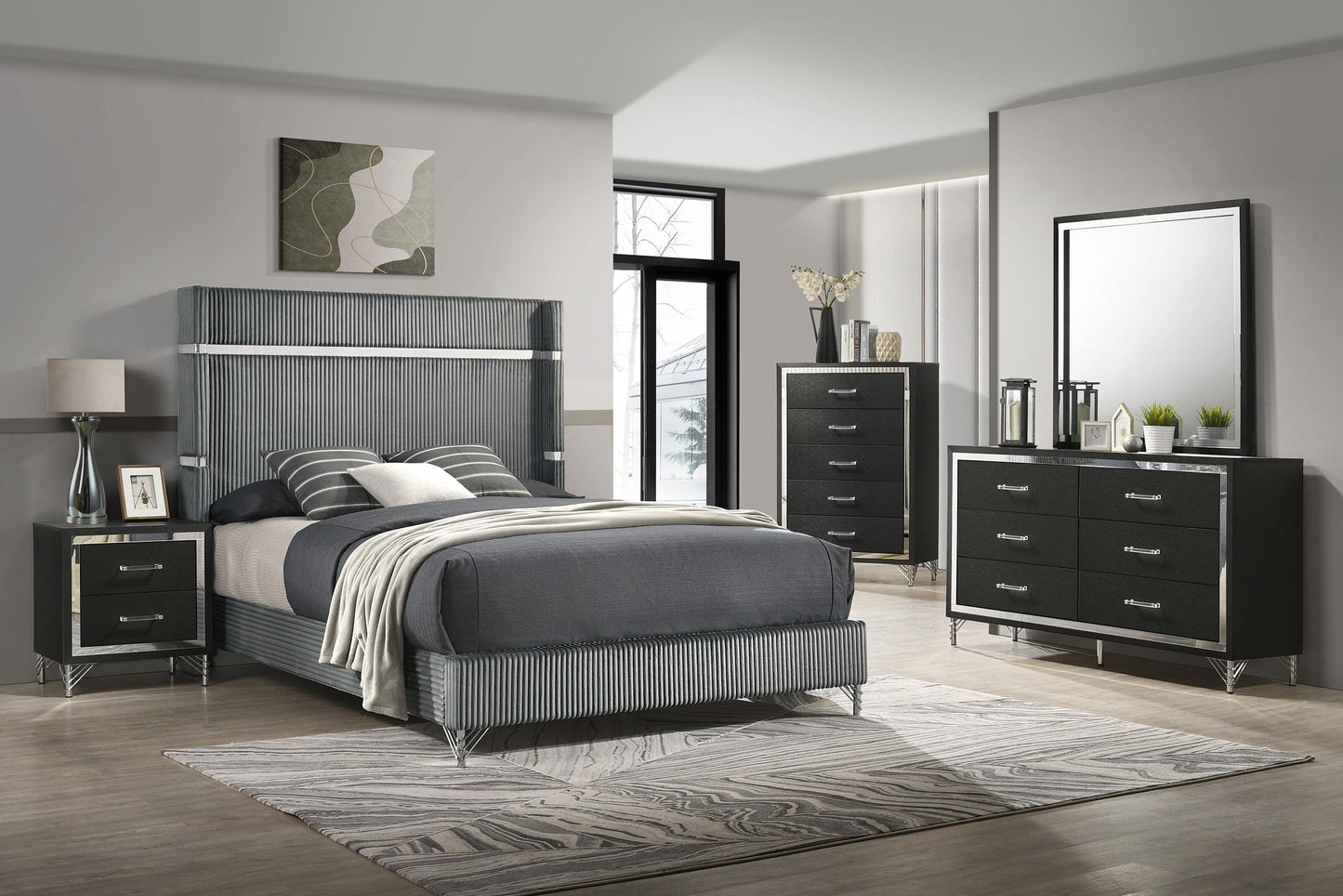 Lucia Bed 5-Piece Set in Black