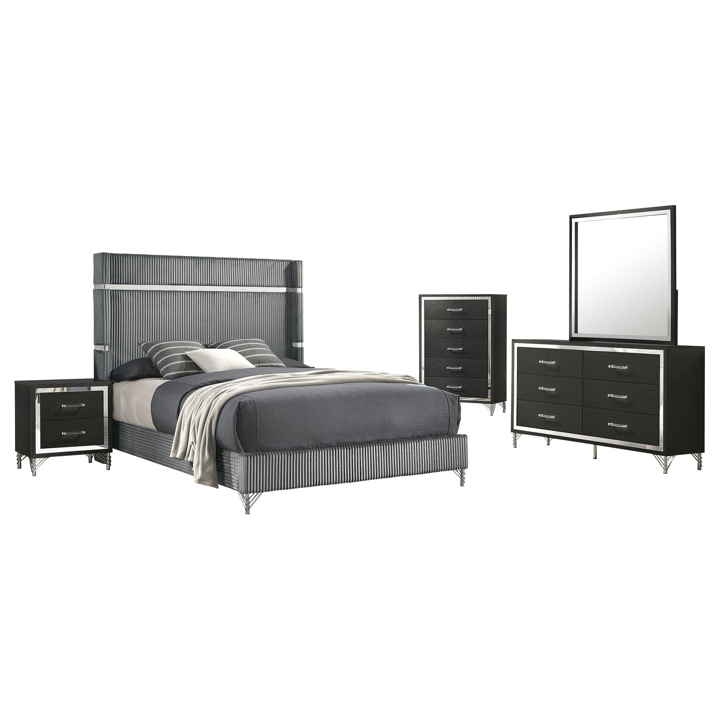 Lucia Bed 5-Piece Set in Black