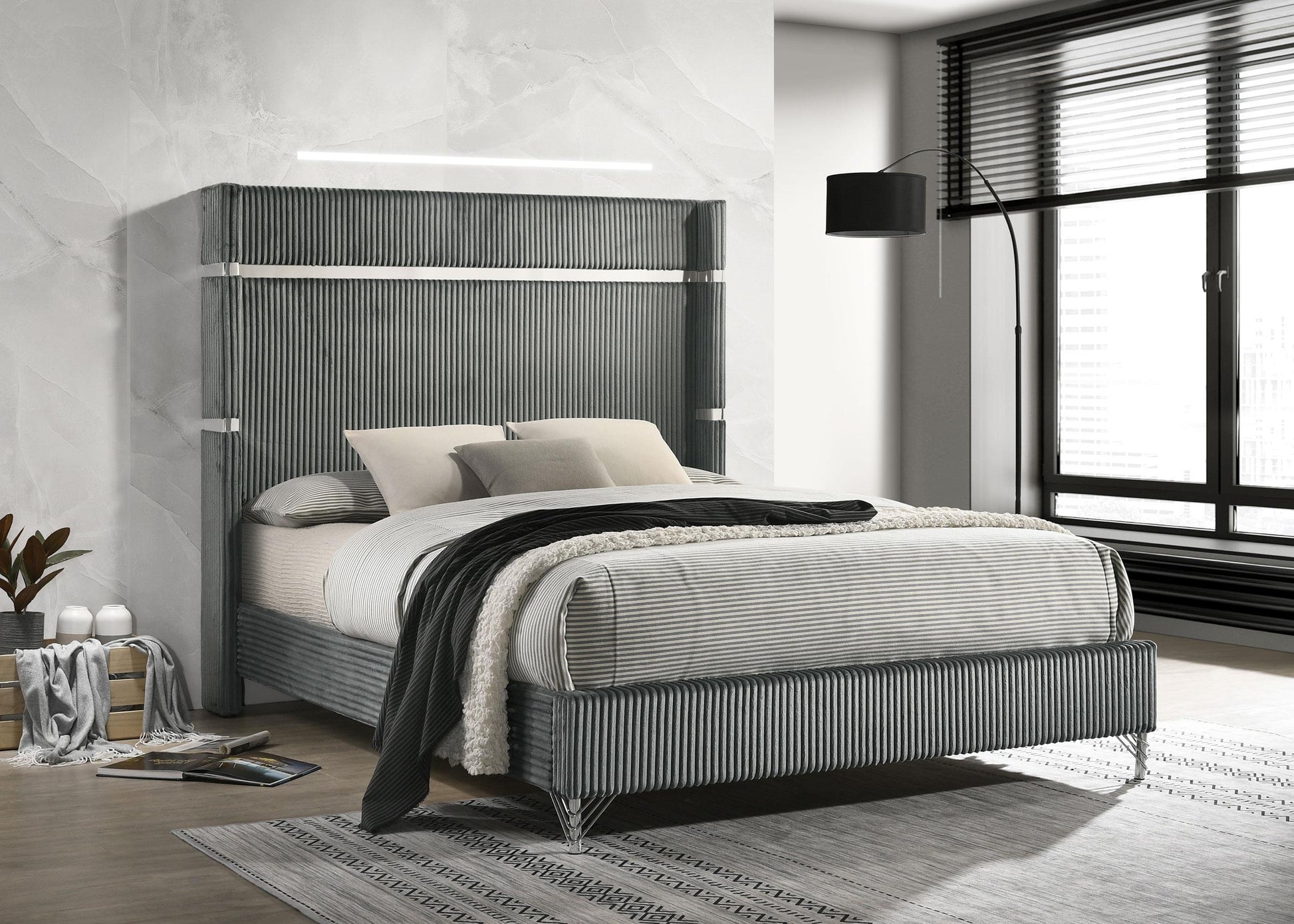 Lucia Queen Bed - Grey