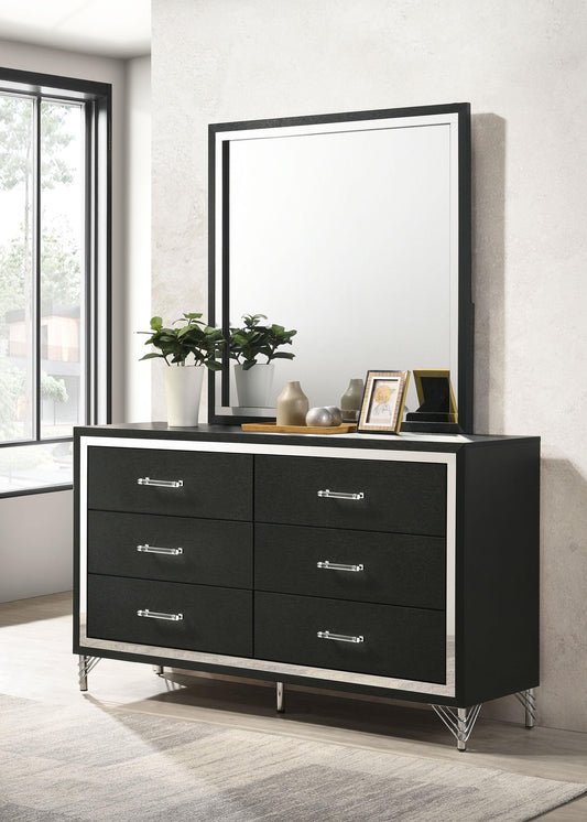 Lucia Dresser With Mirror in Black - Coaster Furniture
