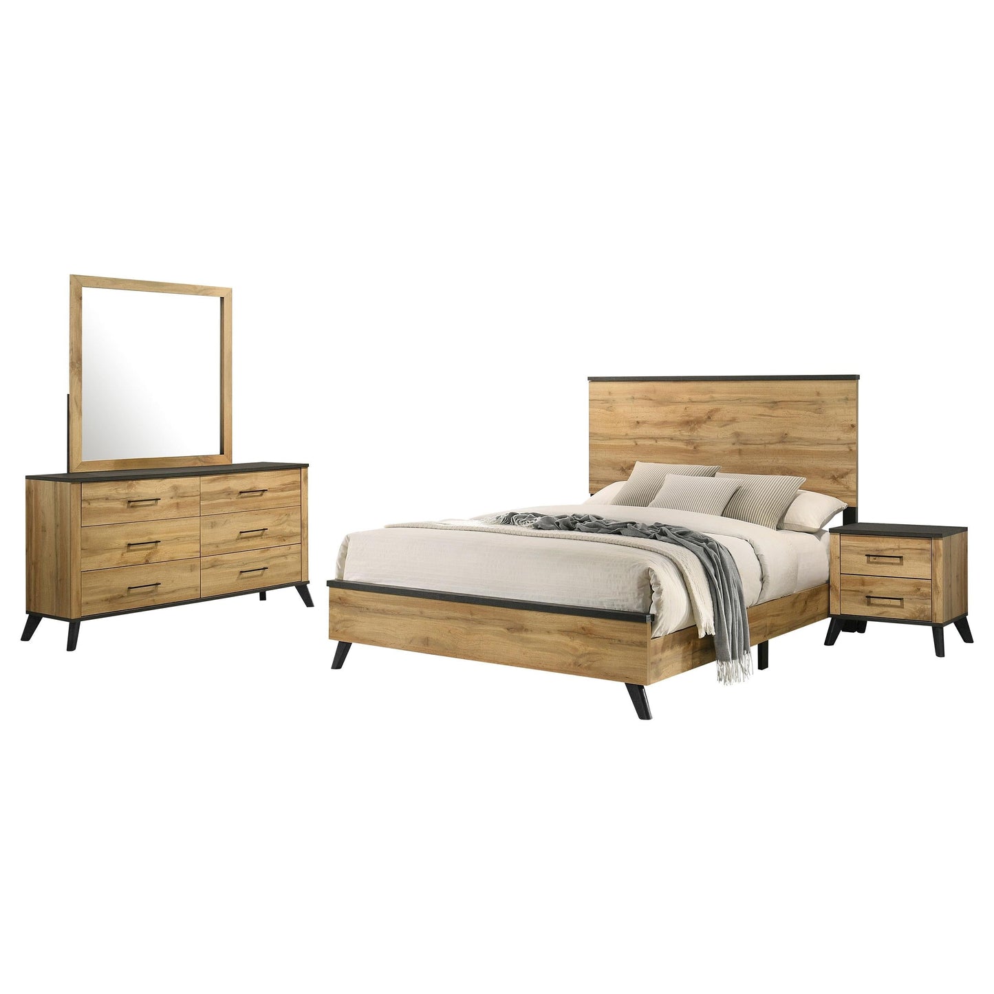 Kaywood Bed 4-Piece Set in Weathered Brown