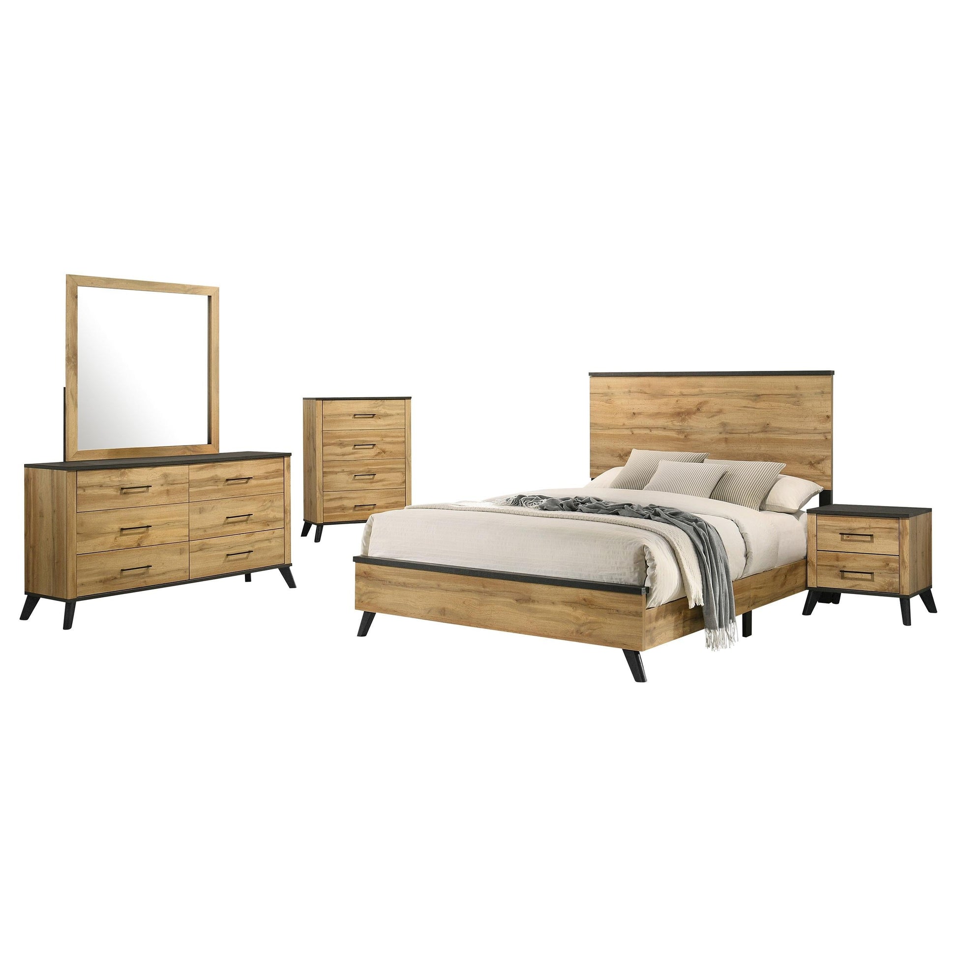 Kaywood Bed 5-Piece Set in Weathered Brown