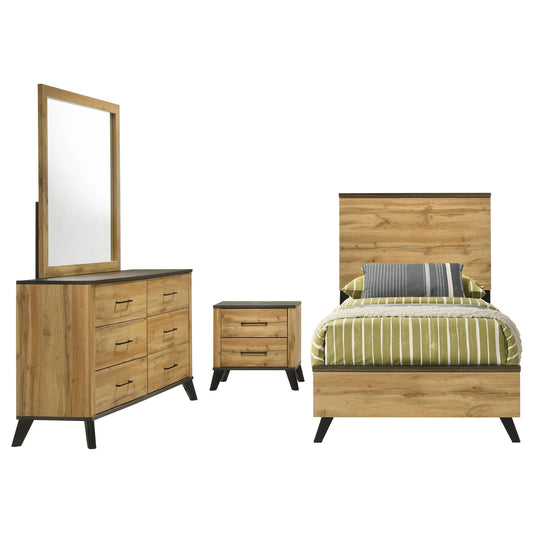 Kaywood Bed 4-Piece Set in Weathered Brown