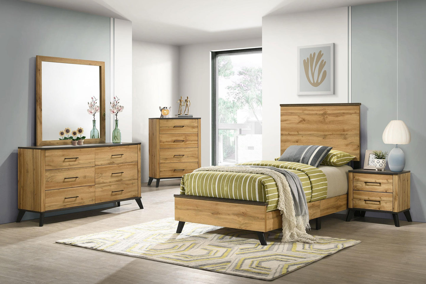 Kaywood Bed 5-Piece Set in Weathered Brown