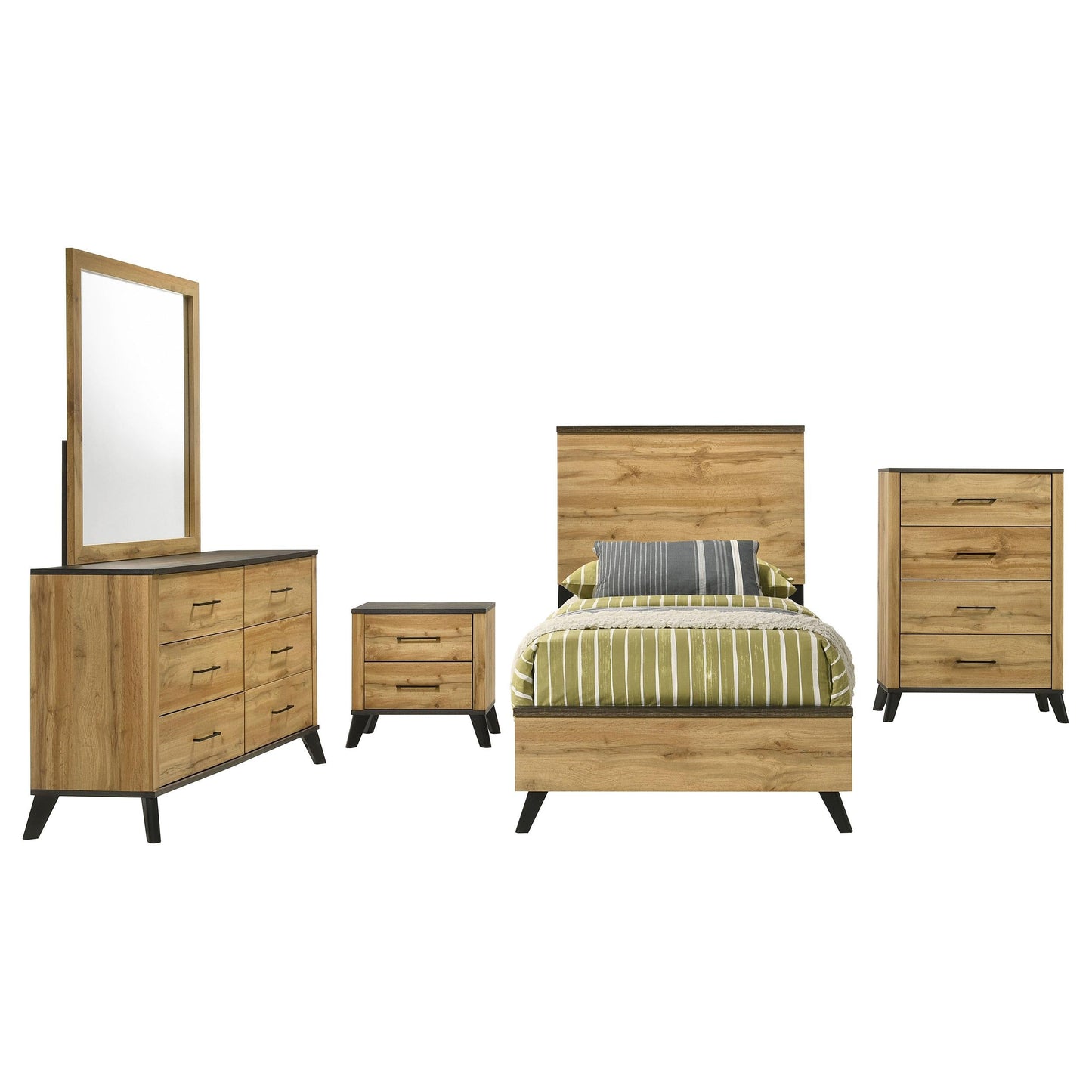 Kaywood Bed 5-Piece Set in Weathered Brown