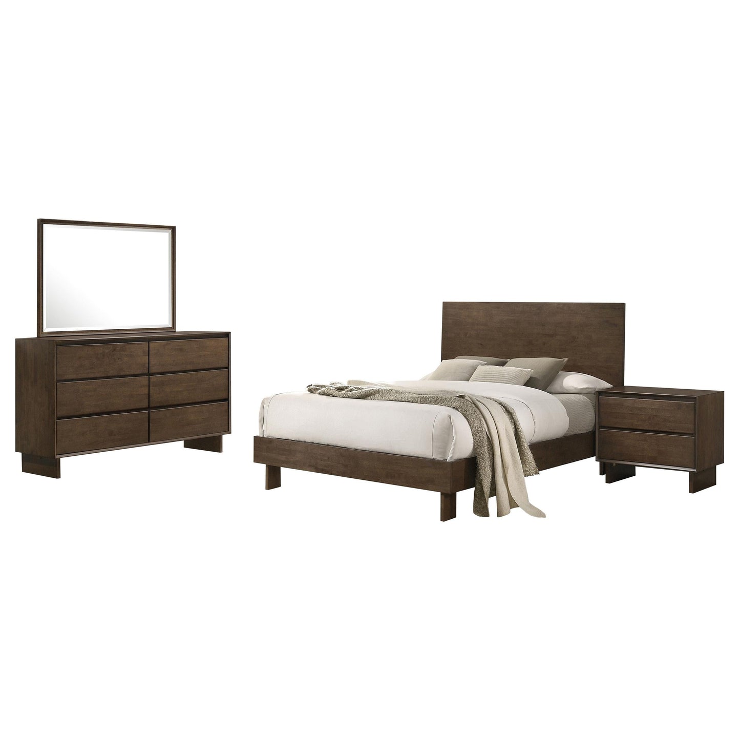 Glenwood Bed 4-Piece Set in Warm Brown