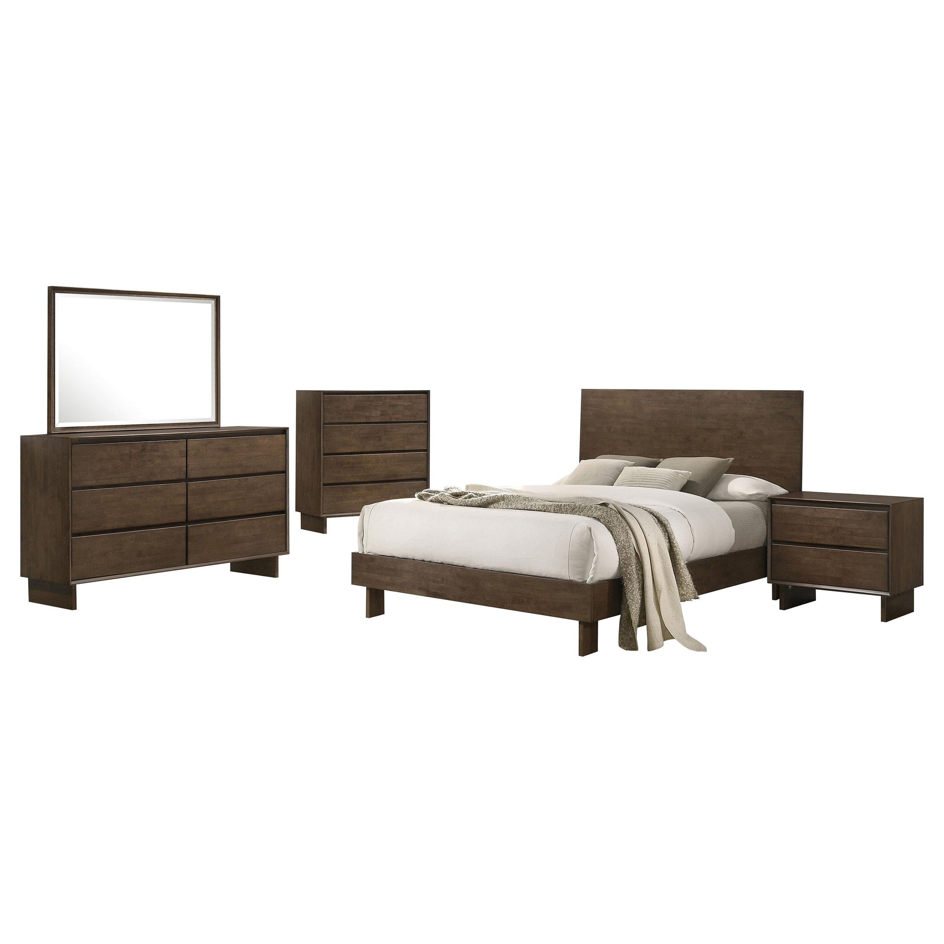 Glenwood Bed 5-Piece Set in Warm Brown