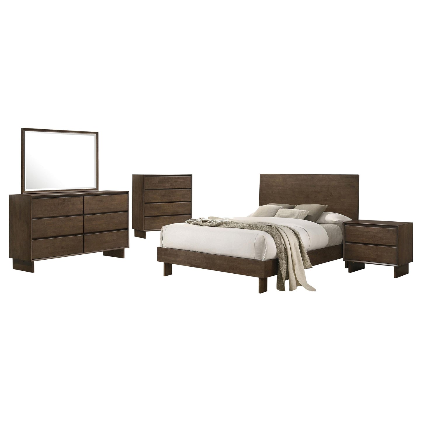 Glenwood Bed 5-Piece Set in Warm Brown