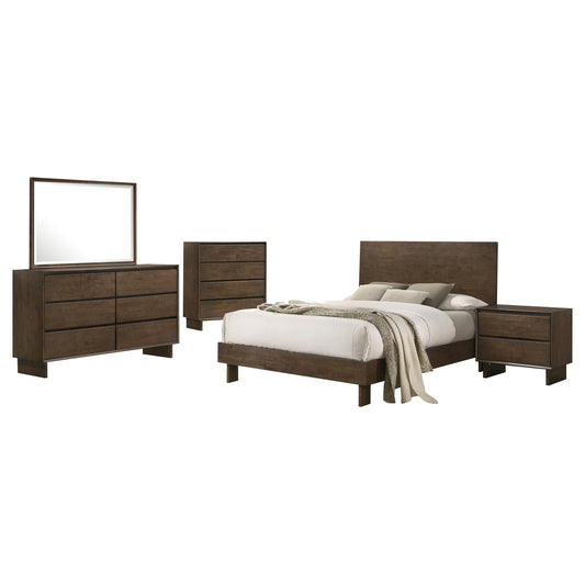 Glenwood Bed 5-Piece Set in Warm Brown
