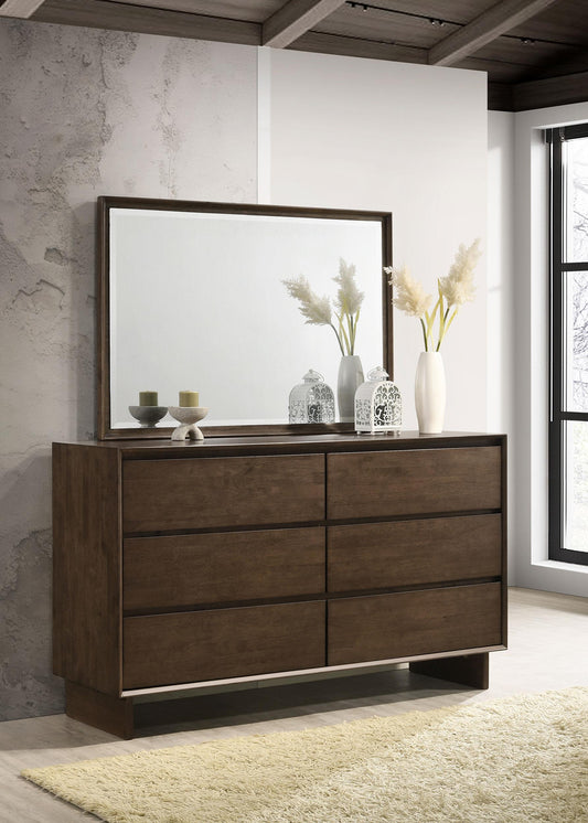 Glenwood Dresser With Mirror in Warm Brown - Coaster Furniture