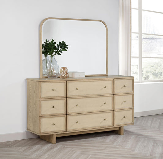 Kailani Dresser With Mirror in Beige Oak - Coaster Furniture