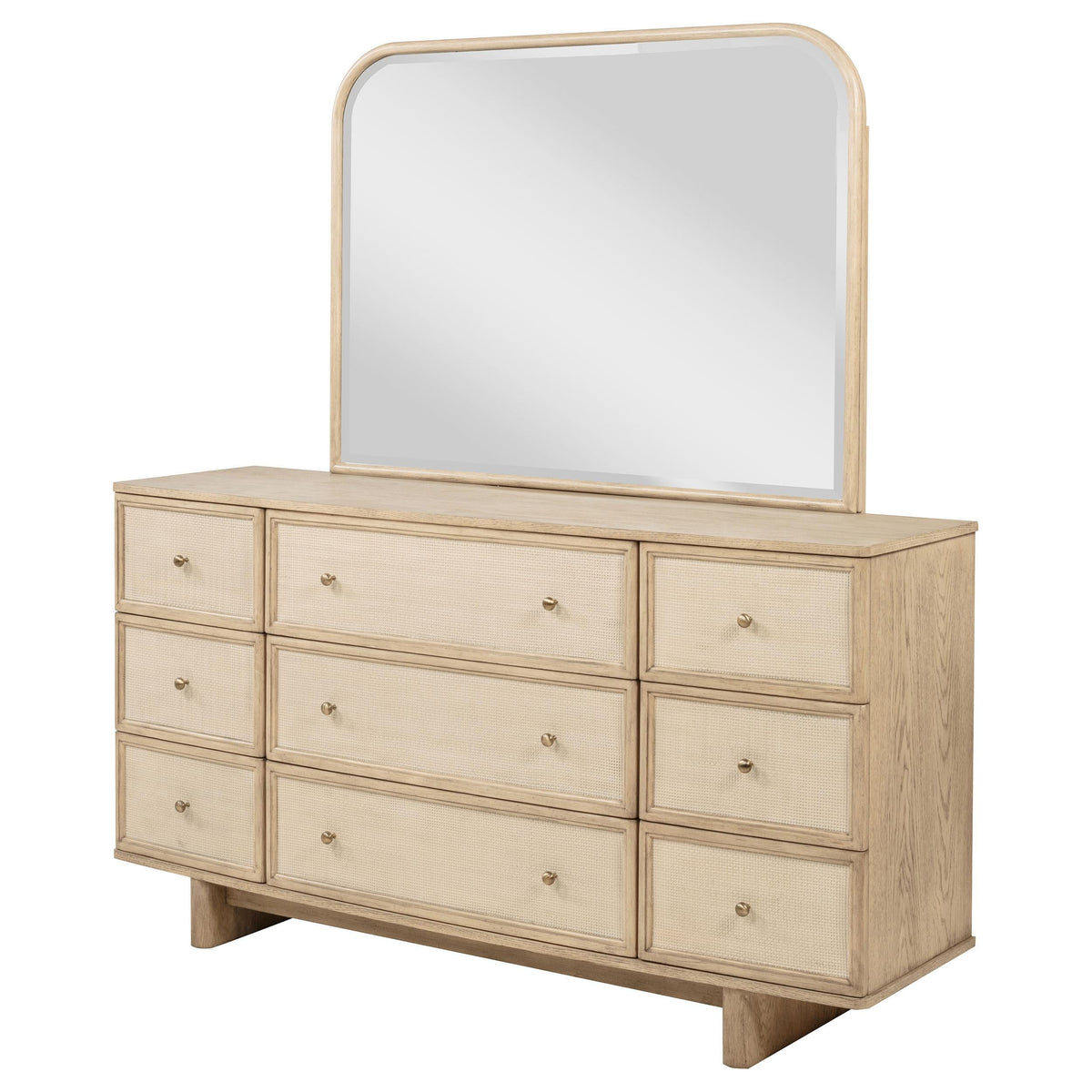 Kailani Dresser With Mirror in Beige Oak - Coaster Furniture