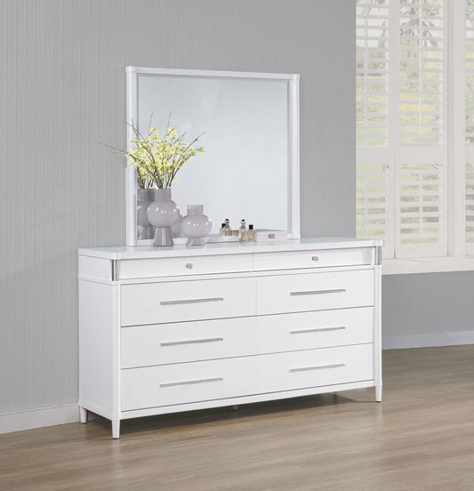 Gracemont Dresser With Mirror in White - Coaster Furniture