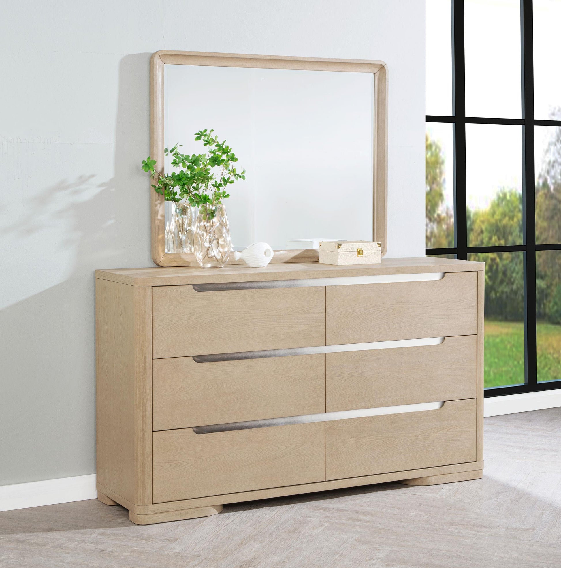 Ladera Dresser With Mirror in Light Elm