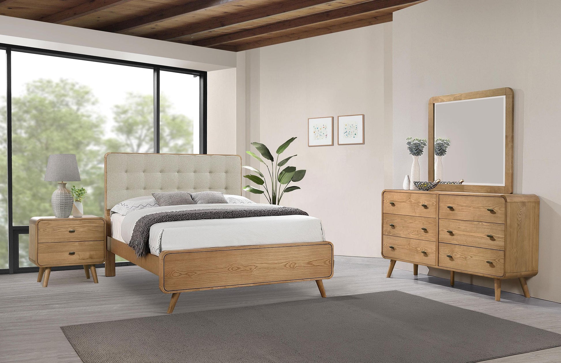 Robyn Queen Bed 4-Piece Set - Light Ash