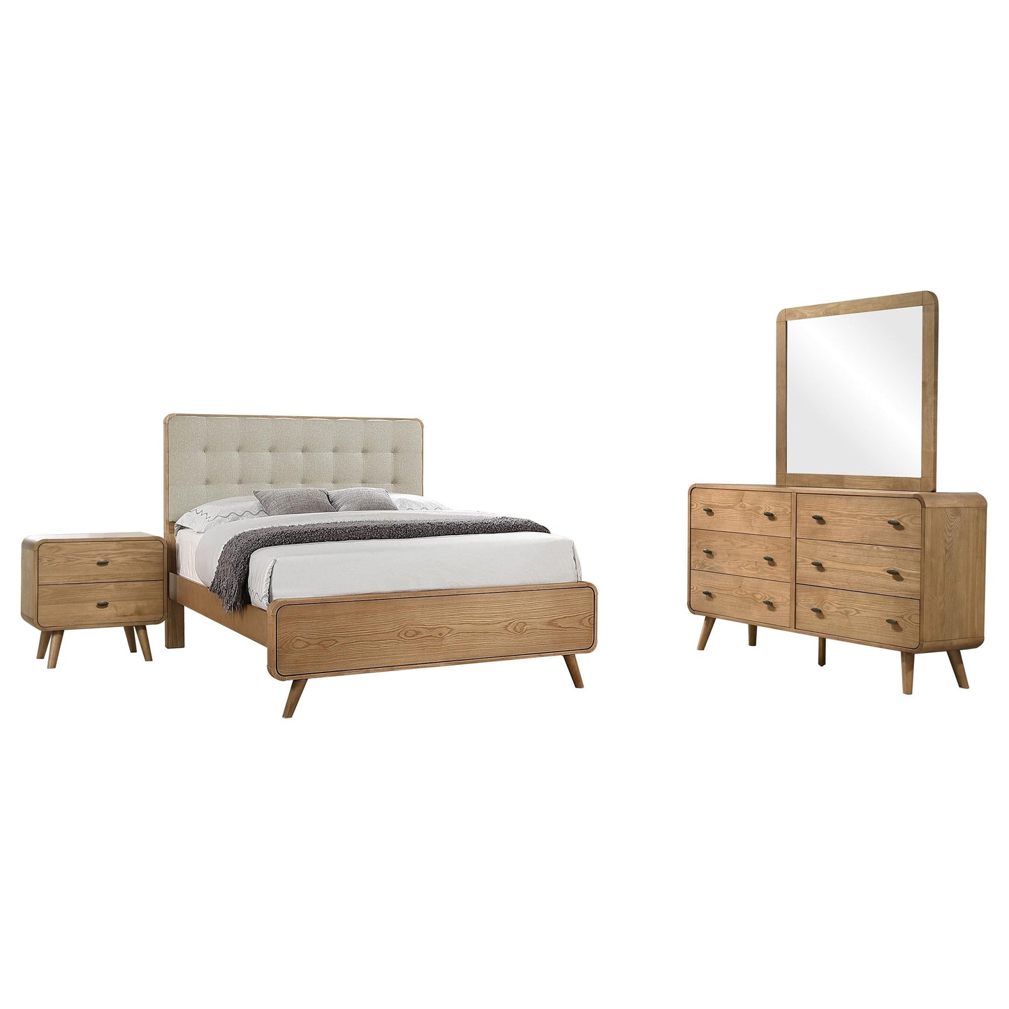 Robyn Queen Bed 4-Piece Set - Light Ash