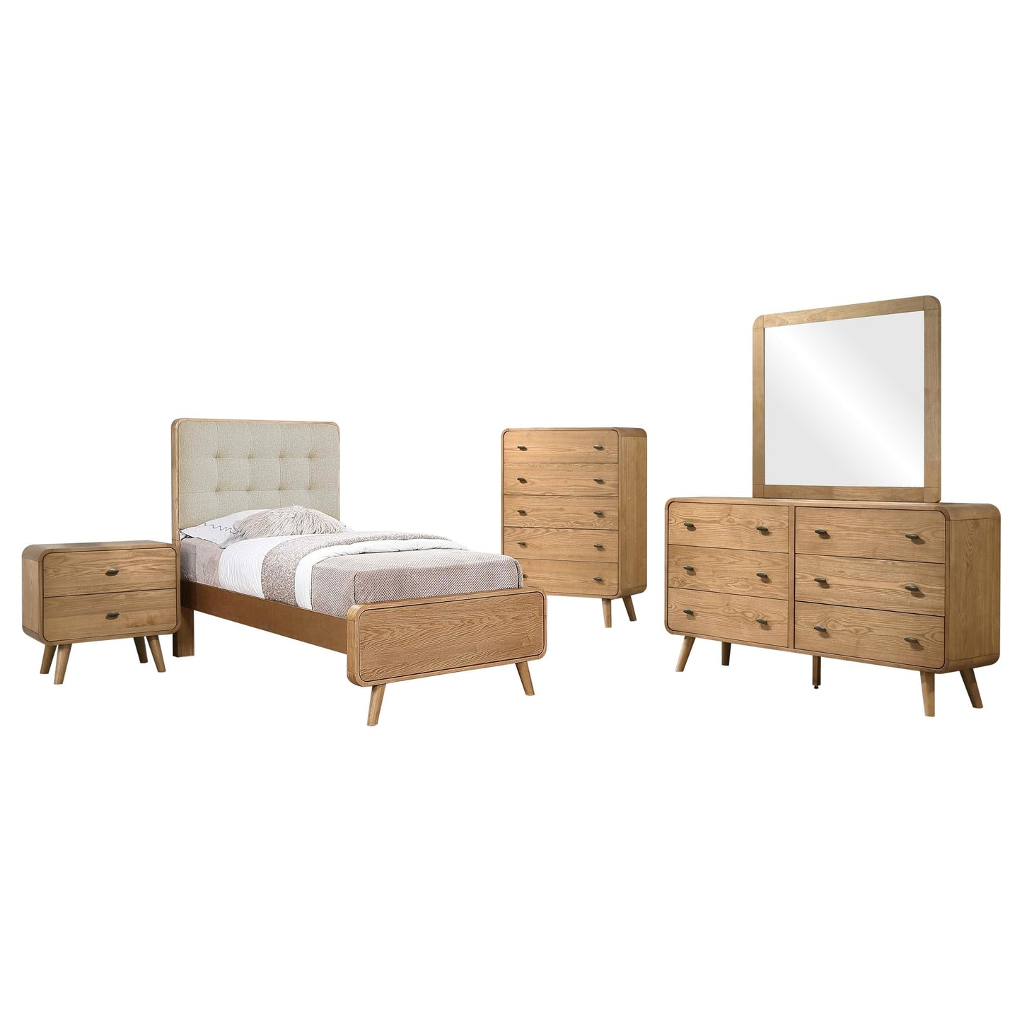 Robyn Bed 5-Piece Set in Light Ash