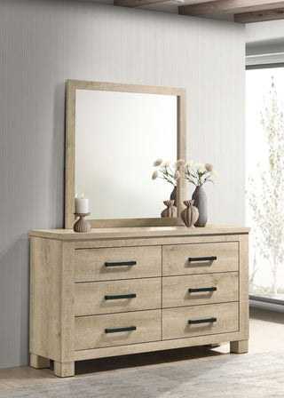 Oakglen Dresser With Mirror in Weathered Oak - Coaster Furniture