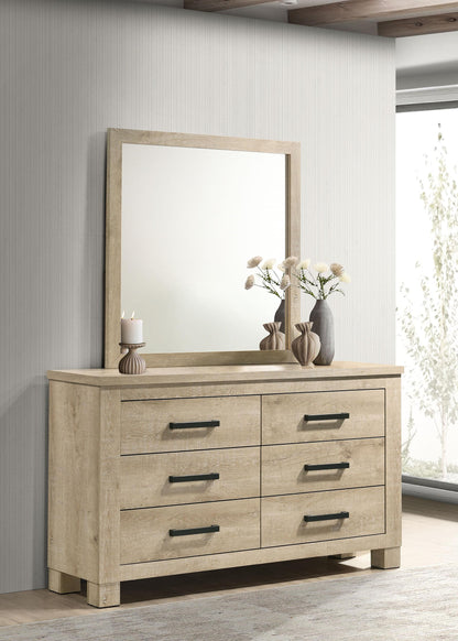 Oakglen Dresser With Mirror in Weathered Oak - Coaster Furniture