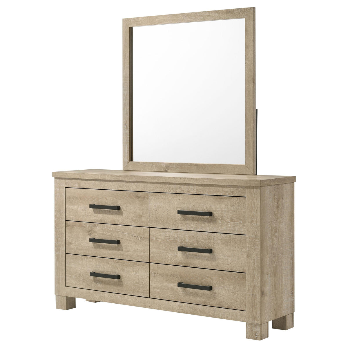 Oakglen Dresser With Mirror in Weathered Oak - Coaster Furniture
