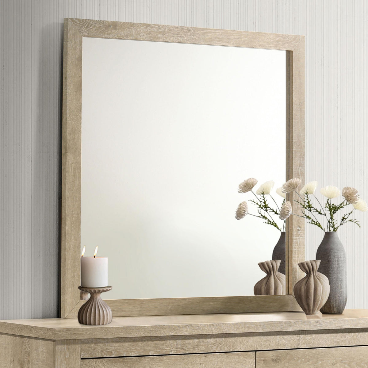 Oakglen Dresser Mirror in Weathered Oak - Coaster Furniture