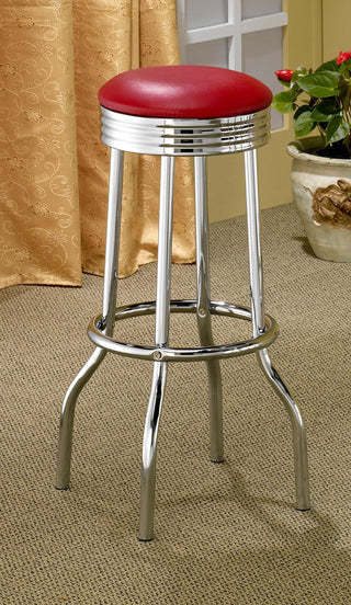 Retro Swivel Bar Stool in Red - Coaster Furniture