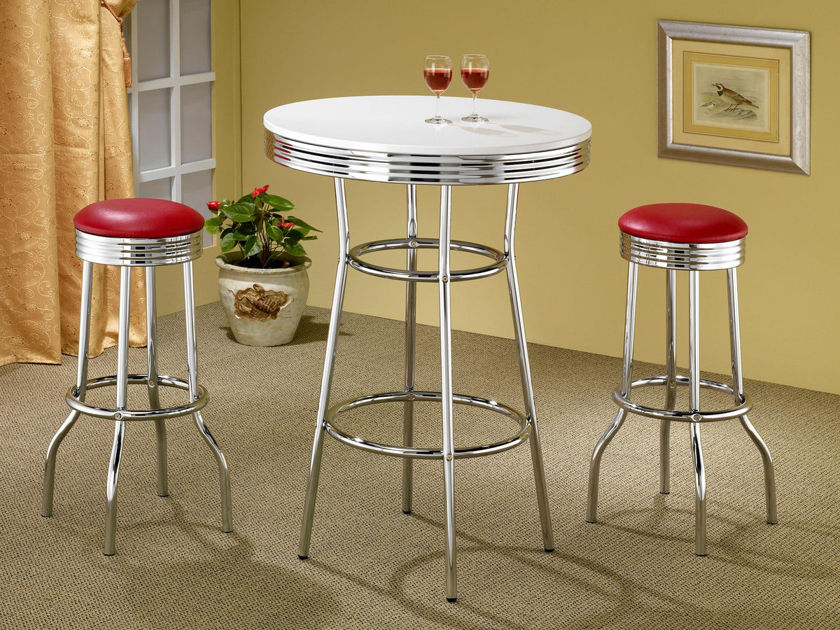 Retro Swivel Bar Stool in Red - Coaster Furniture