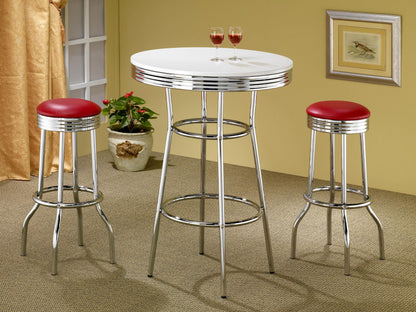 Retro Swivel Bar Stool in Red - Coaster Furniture
