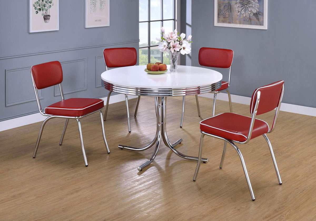 Retro Dining Set in White - Coaster Furniture