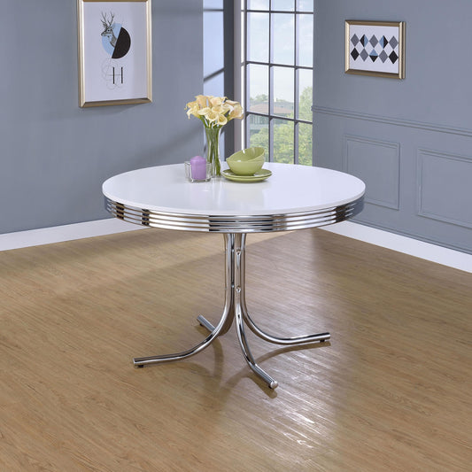 Retro Dining Table in White - Coaster Furniture