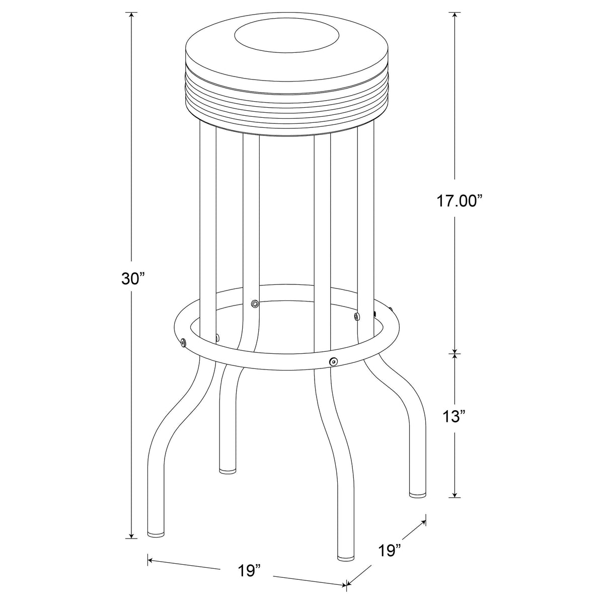 Retro Bar Stool in Black - Coaster Furniture