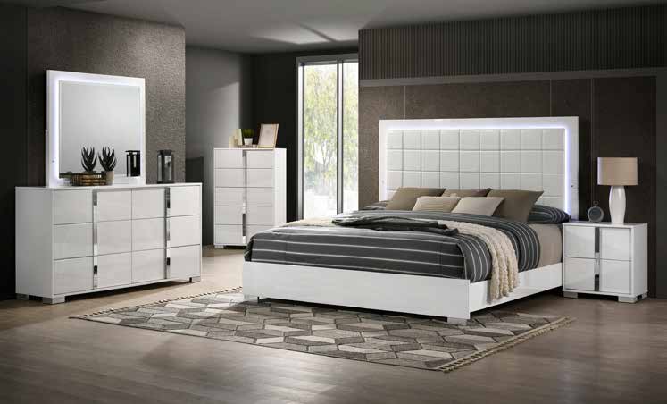 B251 79” High Gloss White Bedroom Set 63”