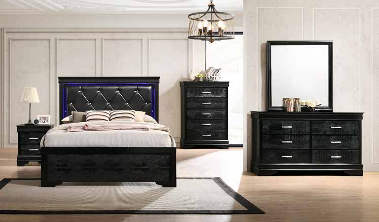 B3709 80” Black Bedroom Set 64”