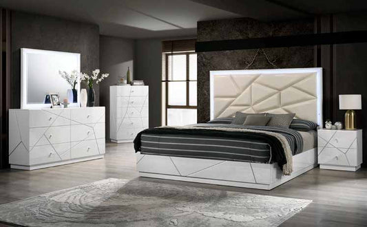 B401 79” Hi Gloss White Bedroom Set