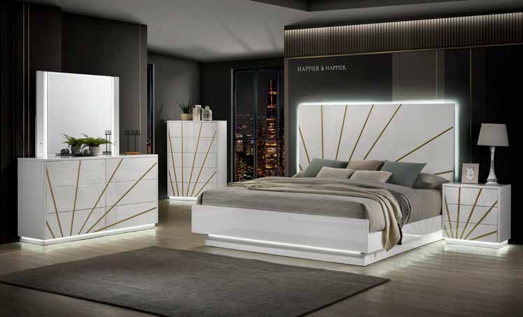 B411 80” High Gloss Almond Bedroom Set