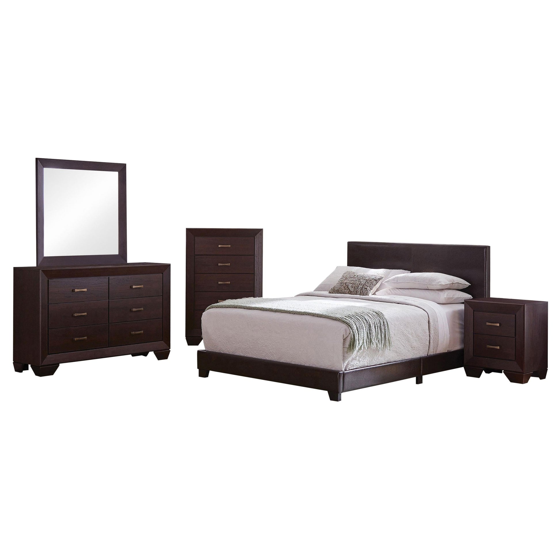 Dorian Bed 5-Piece Set in Dark Cocoa