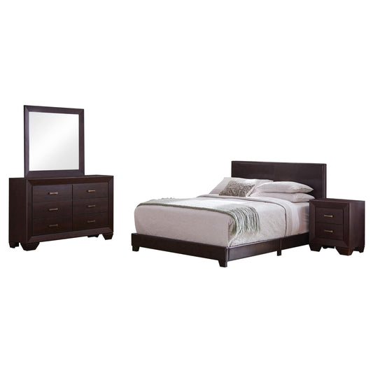 Dorian Bed 4-Piece Set in Dark Cocoa