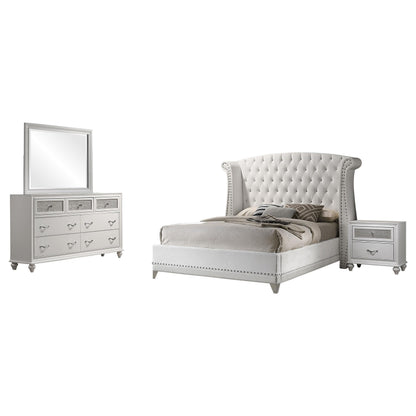 Barzini Eastern King Bed 4-Piece Set in White - Coaster Furniture