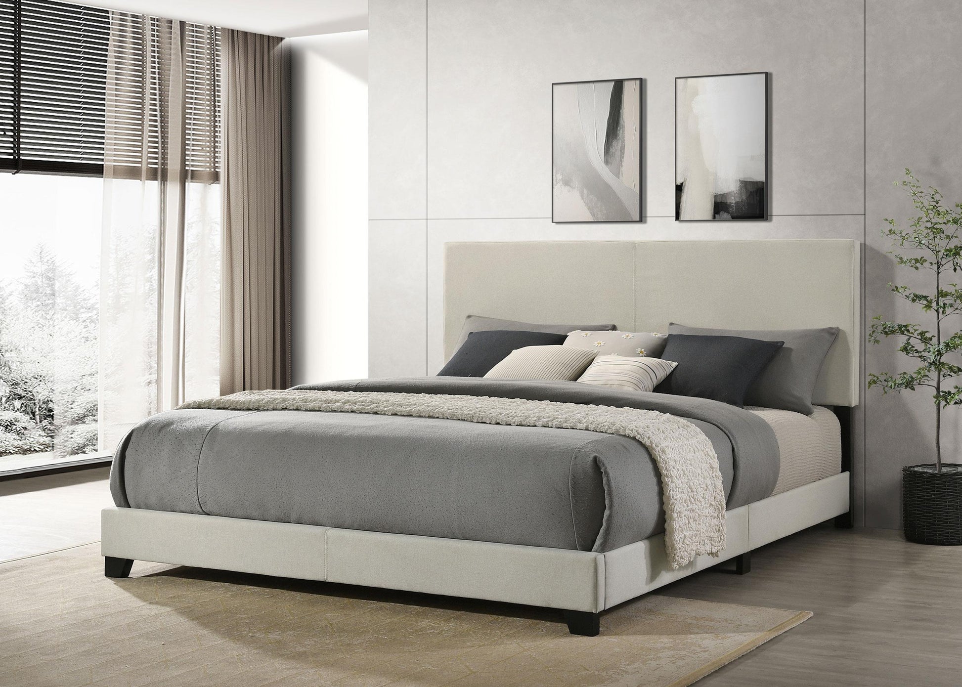 Dorian E King Bed - Cream