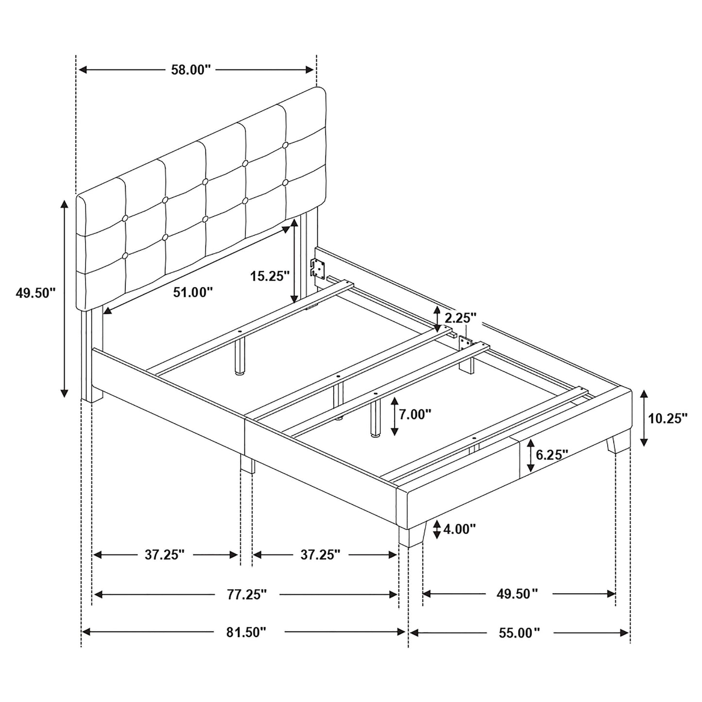 Mapes Bed in Charcoal