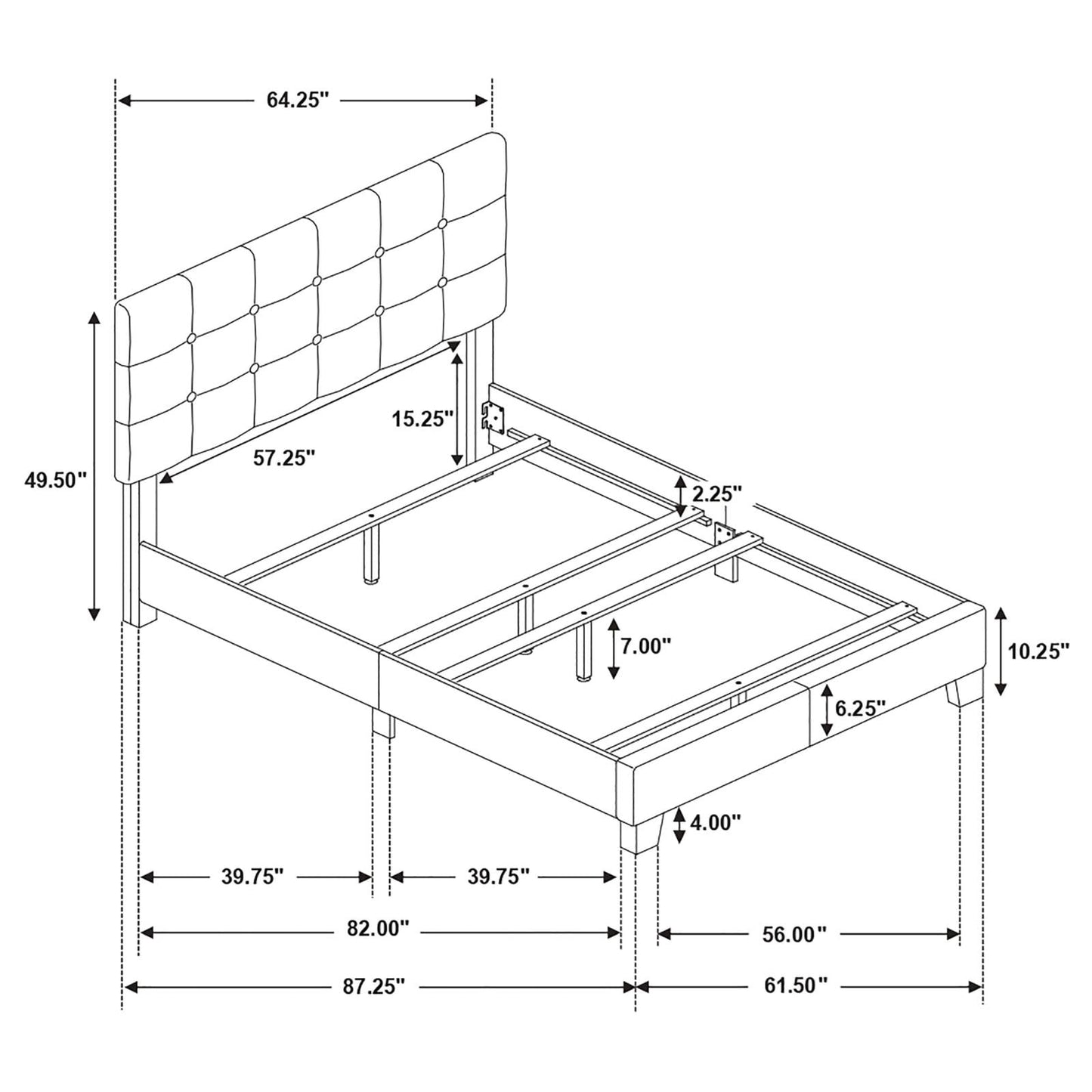 Mapes Bed in Charcoal