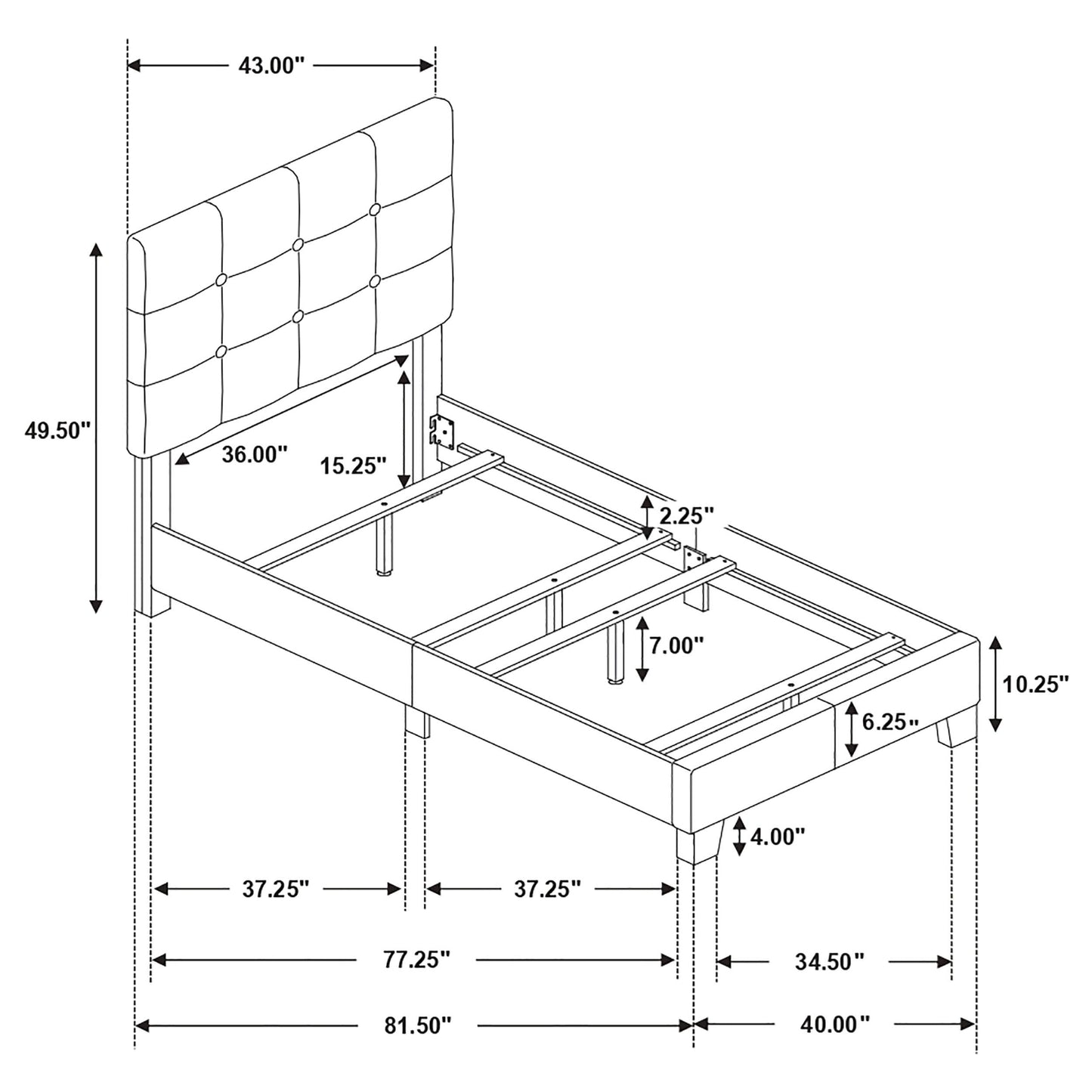 Mapes Bed in Charcoal
